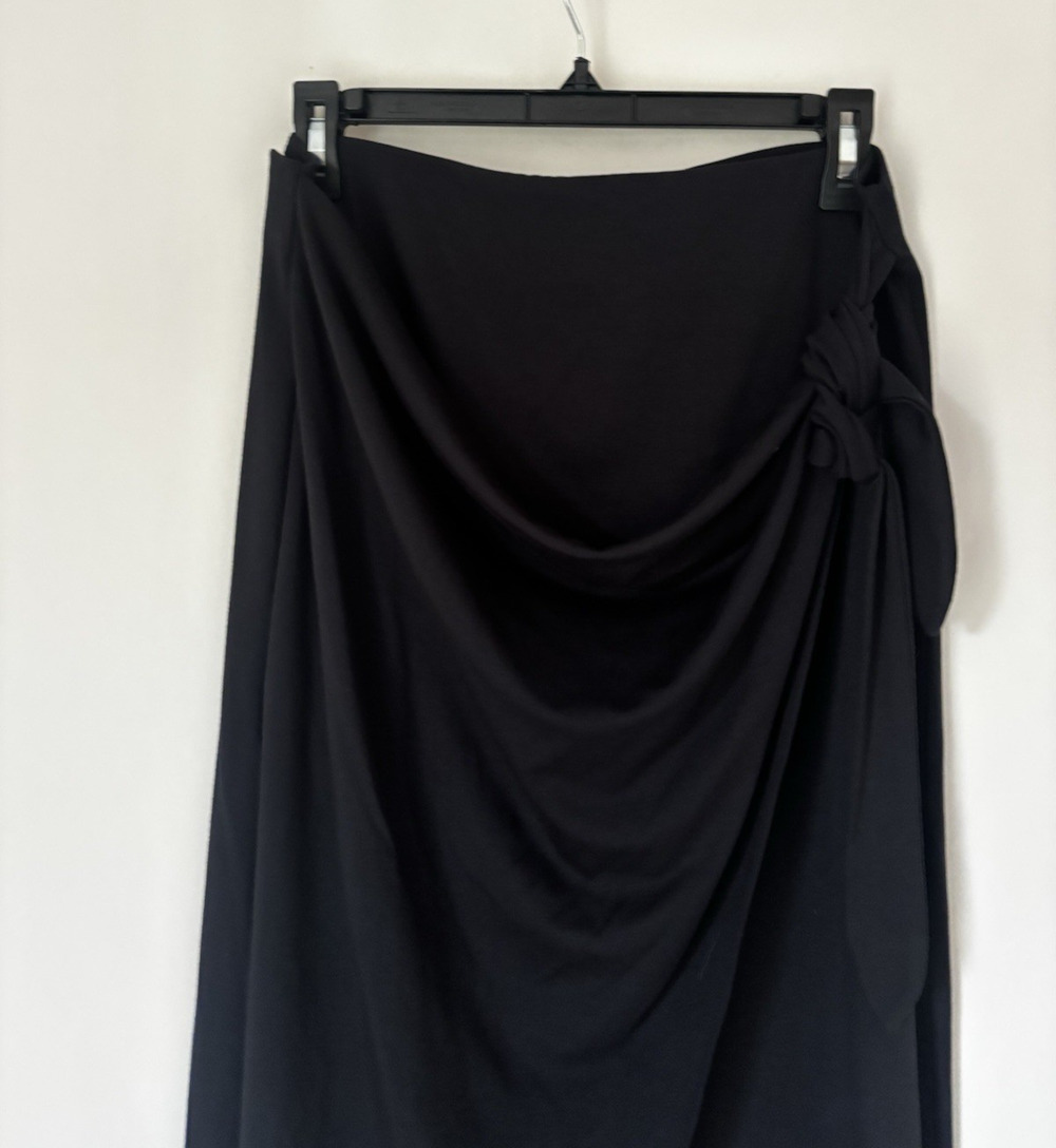 Aritzia Black Midi Skirt with Side Knot Detail